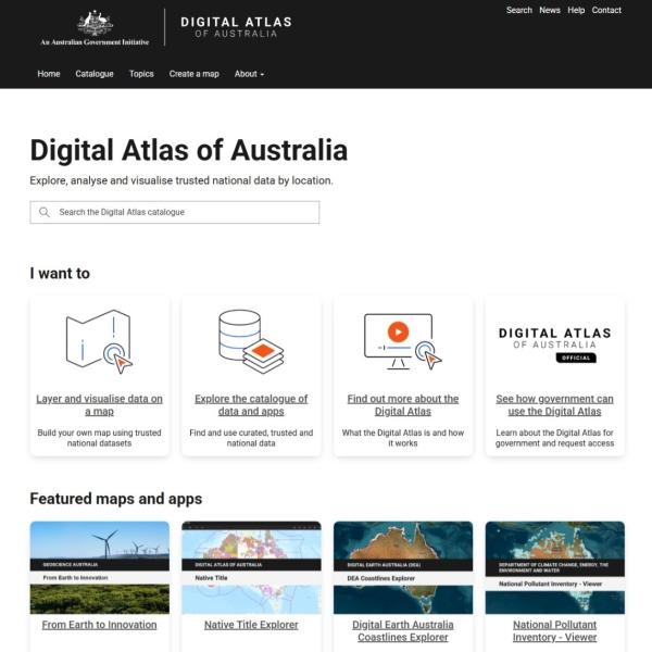View of the Digital Atlas website homepage