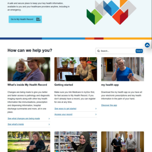 My Health Record's website homepage