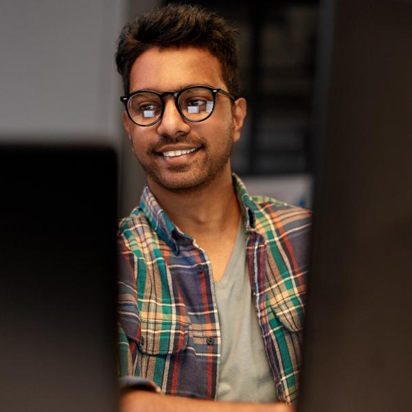 Man looking at computer